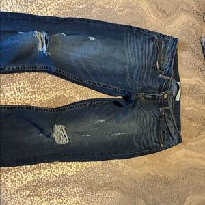 Stylish Women's Dark Blue Distressed Skinny Jeans